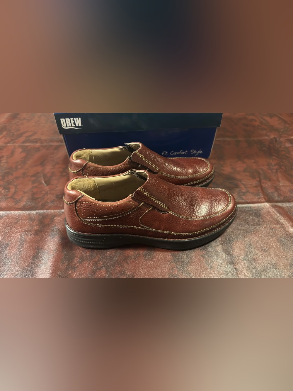 New Drew Bexley - Mens Brown Leather Slip-on Orthopaedic Shoes Size 10 M